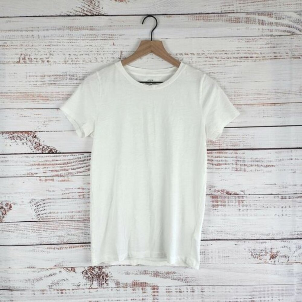 J CREW Slub Cotton Women's Size M Crewneck Tee T Shirt White Short Sleeve